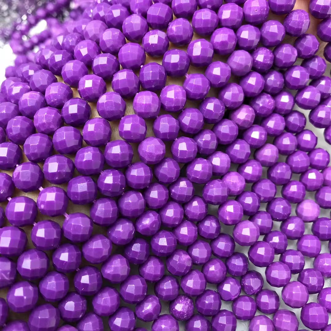 天然水晶 美国紫云母刻面切面散珠半成品手链女项链流苏隔珠diy