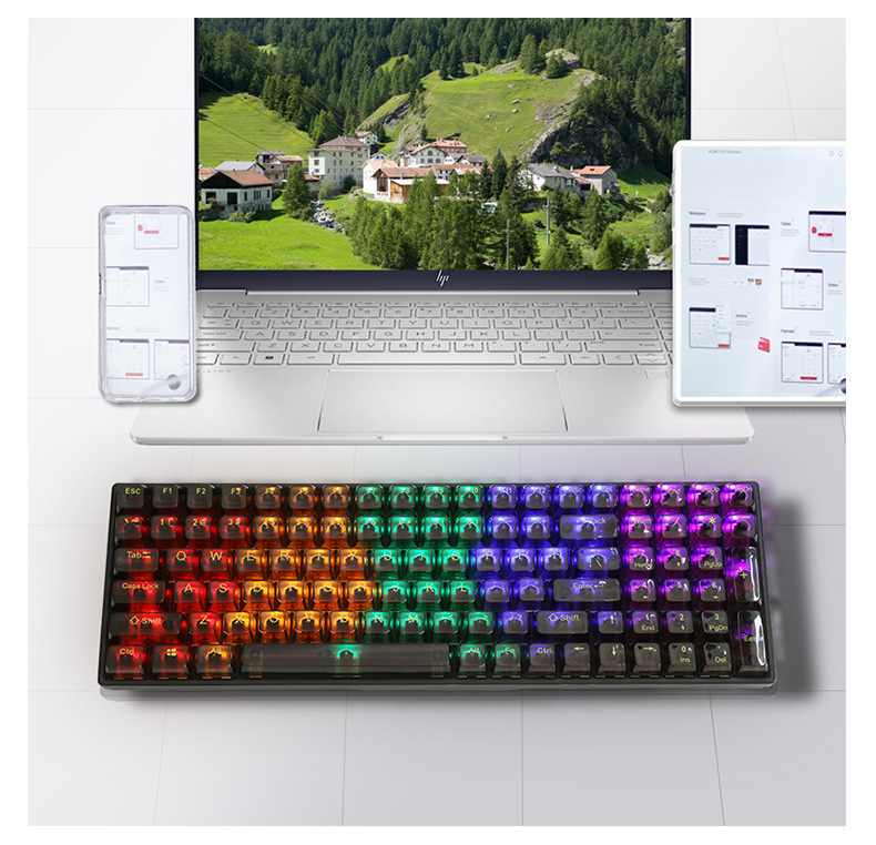 Yunguoguo K10 Single Mode Wired Mechanical Keyboard 100 Key Transparent Key CAP Support Customized Chemical Power Competitive Game Keyboard