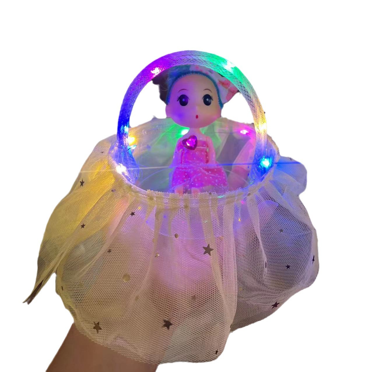 New Portable Flower Basket Doll Colorful Luminous Lantern Doll Small Gift Internet Celebrity Stall Wholesale