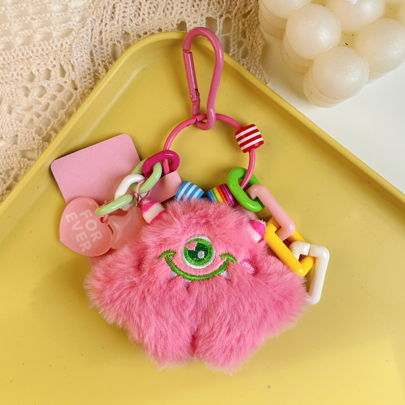 Cute Little Monster Cotton Filled Plush Hang Decorations Cartoon Dopamine Pendant Keychain Bag Doll One Piece Dropshipping