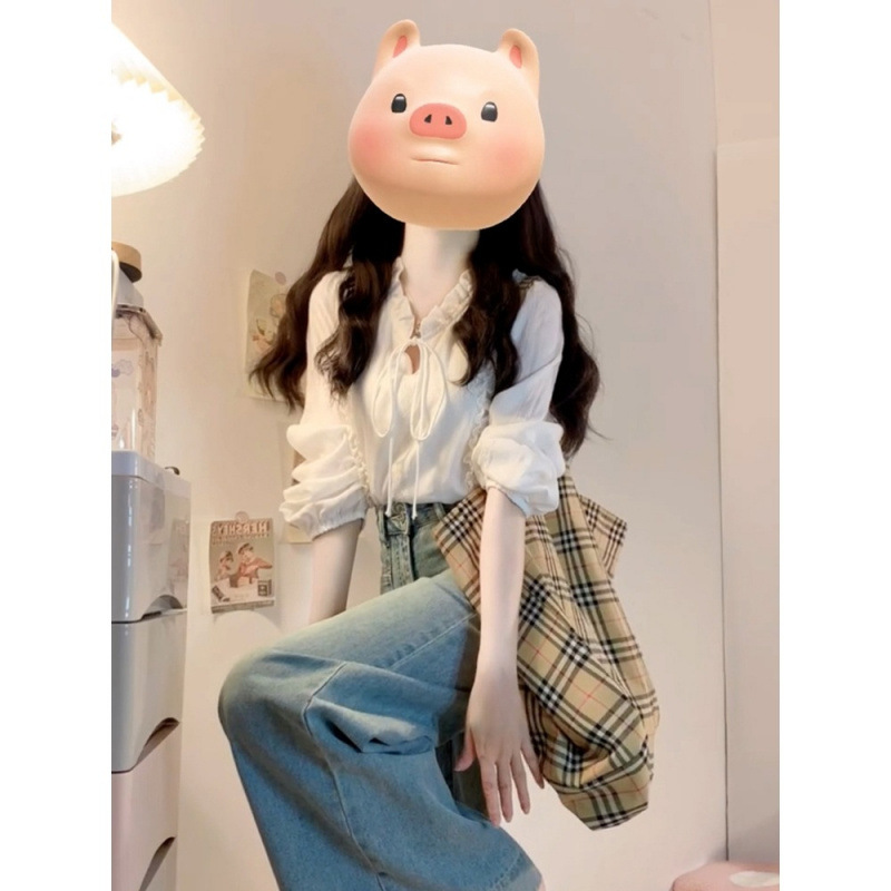 法式白色衬衫女长袖上衣气质小众穿搭衬衣女款2025新款夏季感