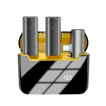 新款s11无线数显领夹麦克风带充电仓 一拖二手机直播降噪录音话筒