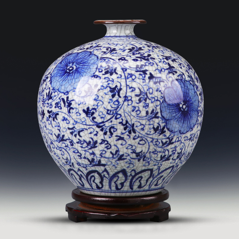 景德镇陶瓷器青花瓷花瓶摆件客厅插花复古家居装饰品手绘仿古瓷瓶