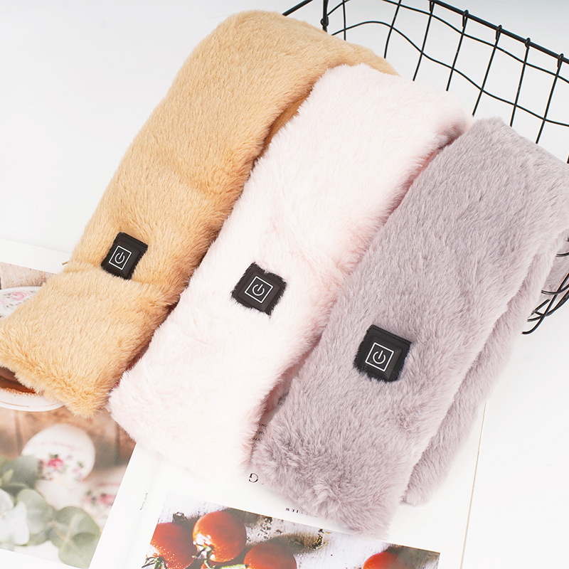 Cross-Border New Arrival Imitation Rabbit Fur Heating Scarf USB Winter Warm Heating Christmas Scarf Cervical Support Charging Scarf