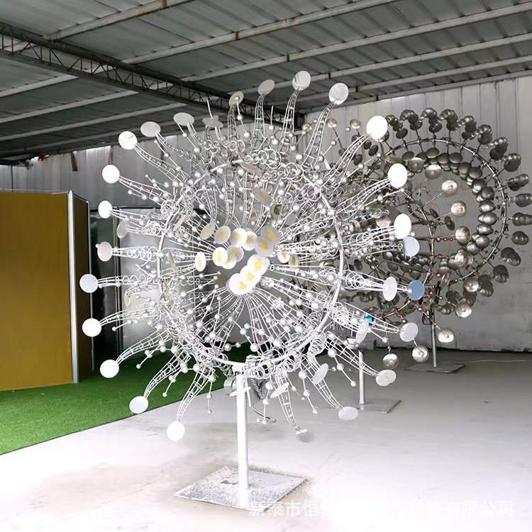 大型户外景观风能动态电动风车风动装置城市广场不锈钢风动雕塑