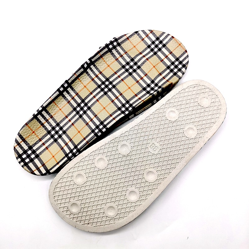 新款pvc3d真空热转印覆膜格子款一字拖创意拖鞋鞋底印花大底批发-阿里