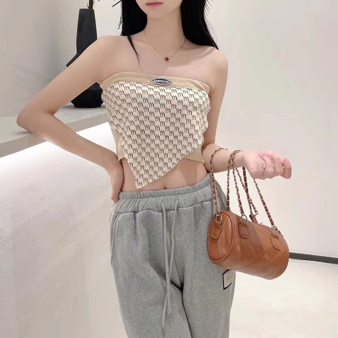 网红直播衣服女主播上镜夏季辣妹性感丝巾英文抹胸-阿里巴巴