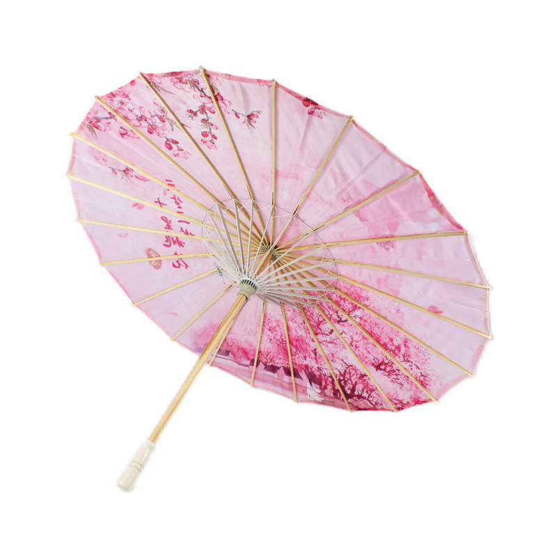 Craft Umbrella Solid Wooden Pole Dance Umbrella Cheongsam Silk Umbrella Performance Umbrella Decorative Ceiling Flower Cloth Umbrella Oil Paper Hanfu Umbrella