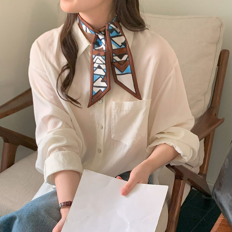 pr家同款几何印花三角双层真丝丝巾16姆米斜纹绸蚕丝发带绑包丝巾