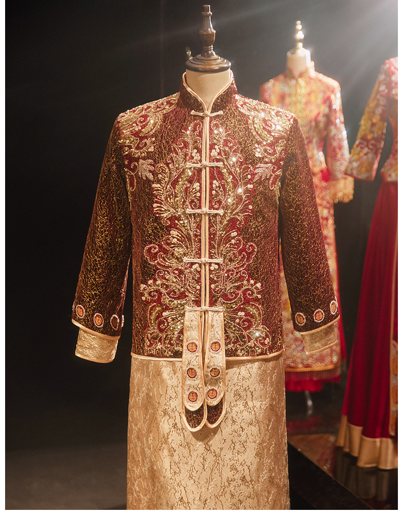 秀禾服男装结婚中式新郎服古装婚服男唐装大码龙凤褂2021年新款夏