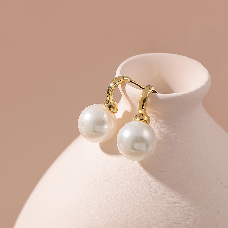 珍珠大水滴耳环小众设计几何圆形猫眼石耳坠耳饰跨境配饰欧美流行水钻