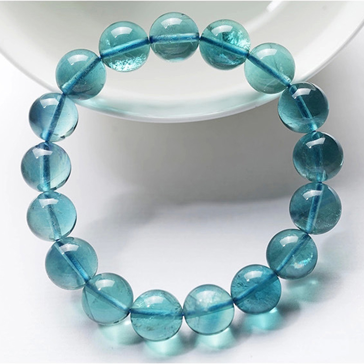 3aaa级天然蓝萤石手链 彩萤石手串通透冰絮少