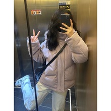 韩版连帽灯芯绒棉服外套女2023冬季宽松短款加厚保暖面包服棉衣潮