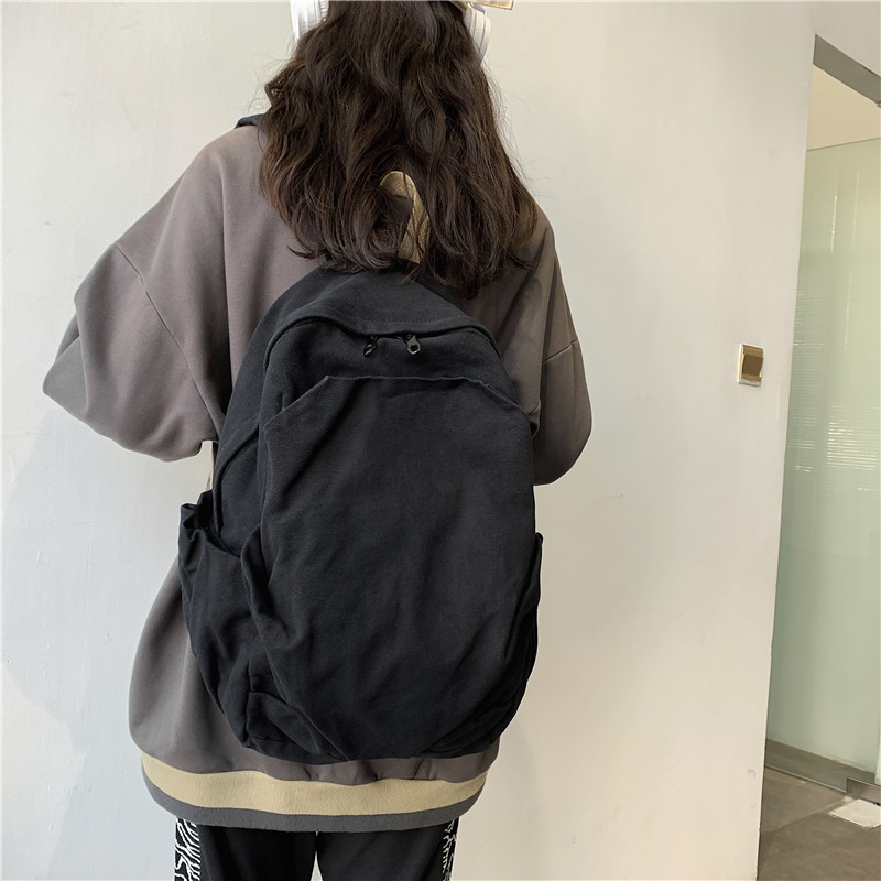 Schoolbag Female Ins Style Retro Mori Canvas Backpack Japanese Harajuku High School and College Student Simple All-Match Backpack