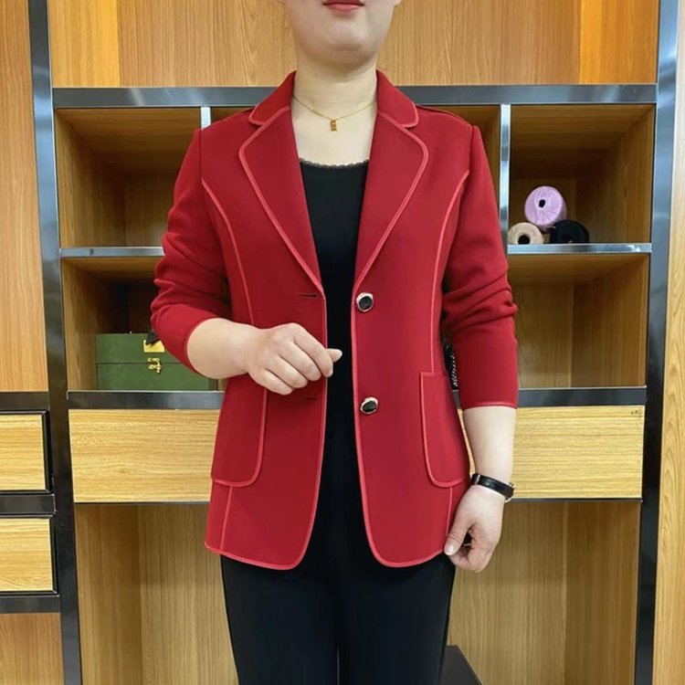 妈妈春装时尚短款风衣外套女2023年中老年春季新款洋气纯色小西装