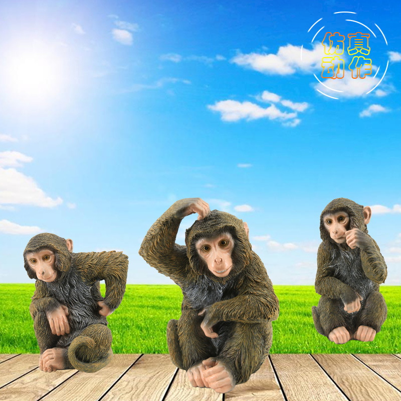 户外仿真动作猴子卧室桌面阳台庭院草坪花园假山装饰树脂造型摆件