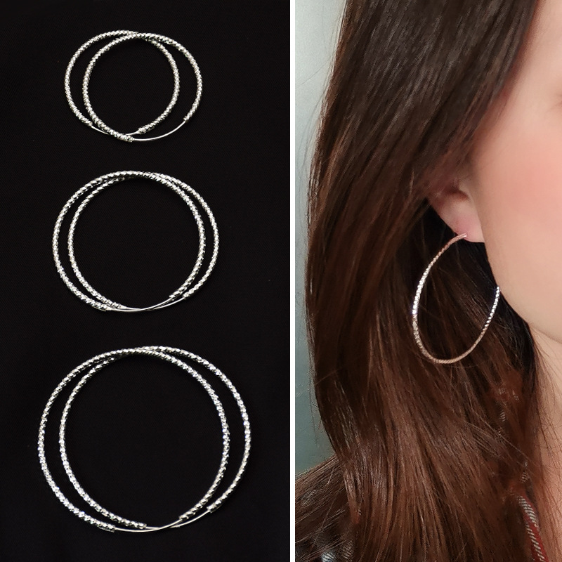 925纯银大耳环2024新款小众耳圈高级感大圆圈素圈耳钉耳饰女礼物