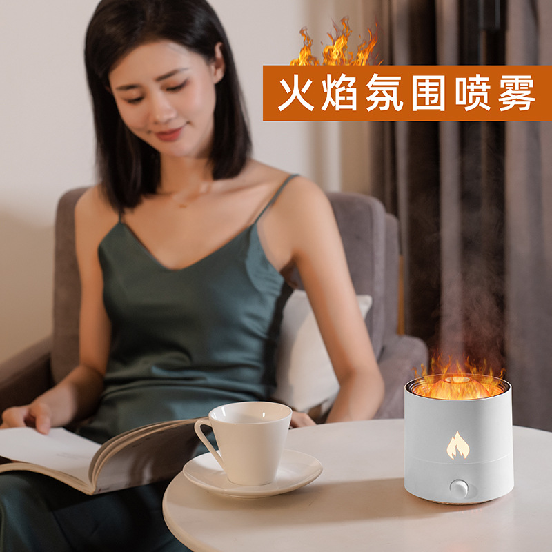 Several Poems Simulation Flame Jellyfish Aroma Diffuser USB Mini Spit Smoke Ring Humidifier Large Capacity Aromatherapy Ultrasonic Aroma Diffuser