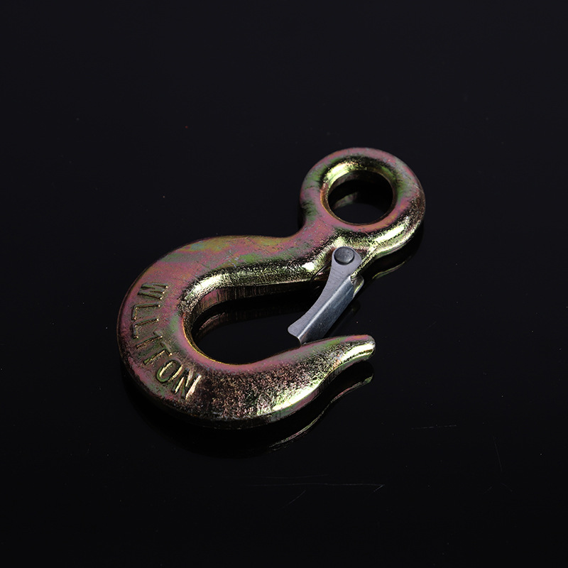 Yellow Eye Sling Hook Lifting Cargo Hook Eye Hook Alloy Steel Safety Hoy Eye Type Large Opening Anti-off Hook Ring