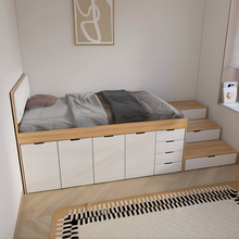 1.2m高箱床衣柜收纳床一体少女房间小卧室高箱儿童榻榻米床储物床