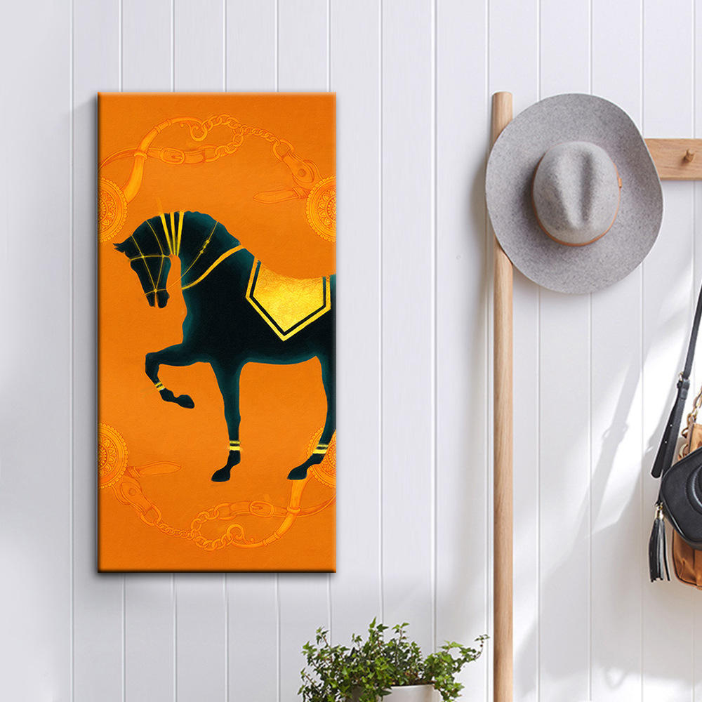 爱马仕橙色现代玄关装饰画美式客厅壁画走廊过道轻奢大气竖版挂画