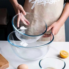 透明高硼硅玻璃泡面碗耐高温家用汤盆套装烘焙和面打蛋沙拉碗批发