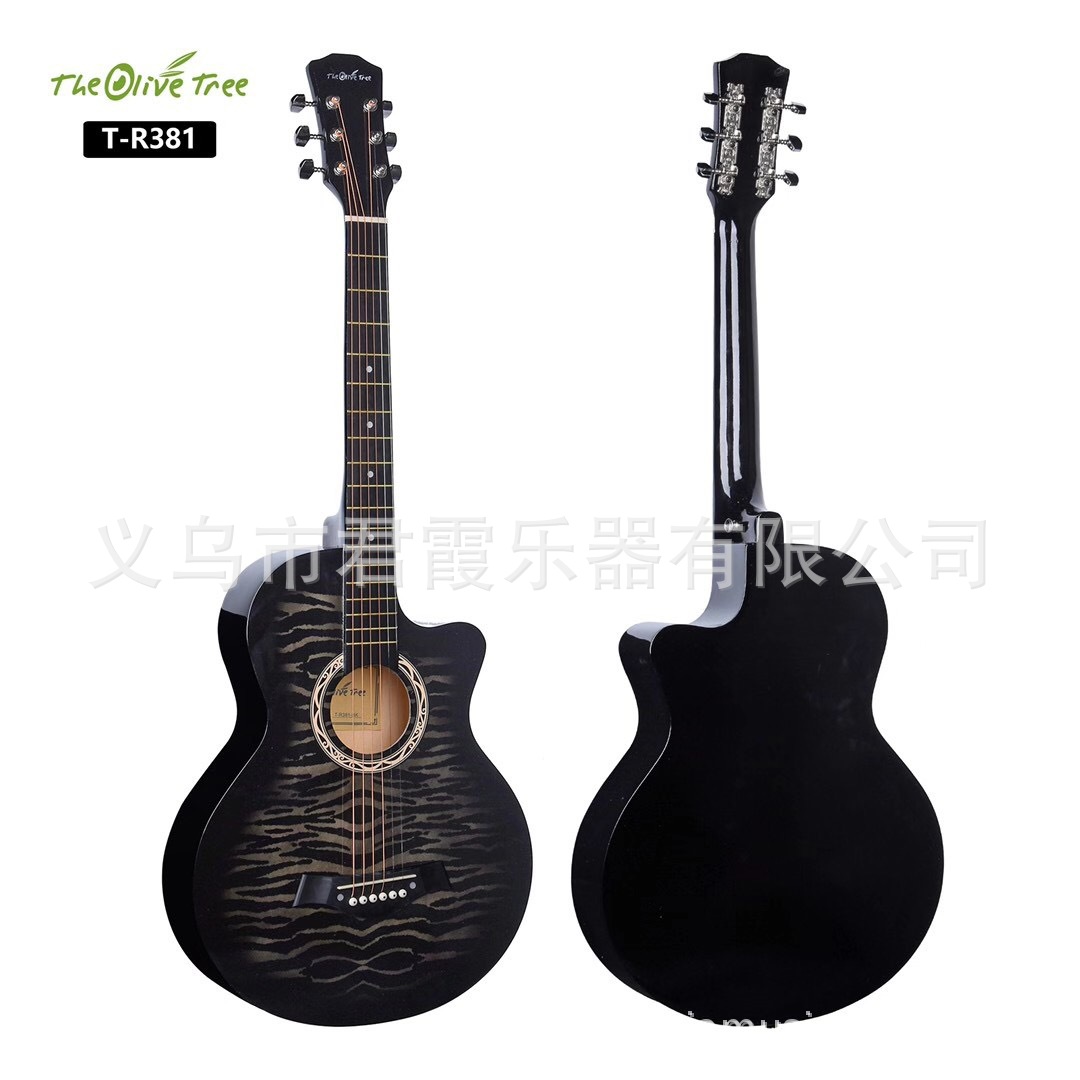 SOURCE Factory Direct Supply 38-Inch Tiger Pattern Wooden Guitar Practice Piano Beginner Practice Guitar Hot-Selling Wooden Guitar