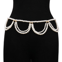 法式复古珍珠腰链女夏季高级感装饰配连衣裙衬衫束腰百搭链条腰带