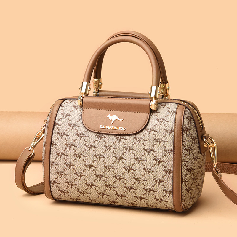 凯迪菲尼袋鼠包包女包新款2021单肩包时尚印花手提包女波士顿包女