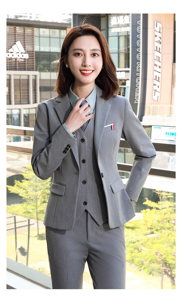 三件套职业正装春秋冬气质西装女工作服空姐制服前台工装外套西裤
