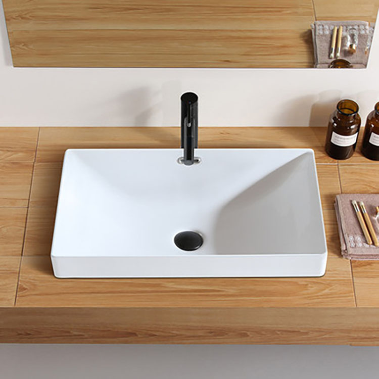 现代台中盆半嵌入式陶瓷洗手盆家用酒店浴室家用洗脸盆方形洗脸盆
