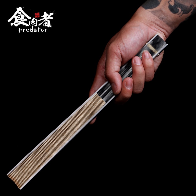 钛合金折扇子大雅九寸十八方功夫铁扇钢骨战术太极防身