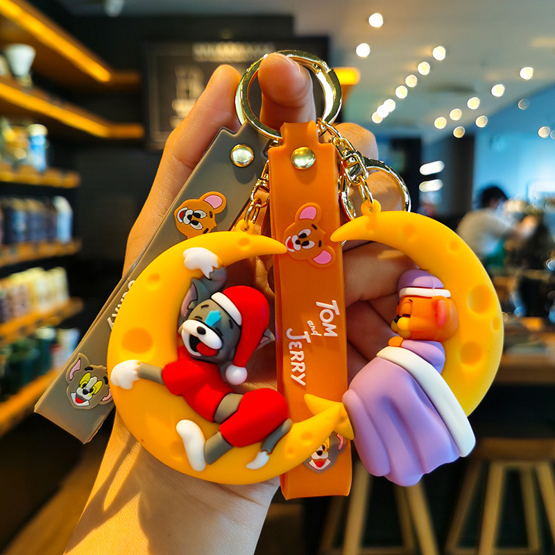 Cat and Mouse Keychain Lovely Bag Pendant Push Crane Machine Small Gift Boutique Bag Bag Charm Key Chain