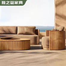 跨境户外柚木沙发别墅庭院户外沙发防水防晒酒店露天户外实木沙发