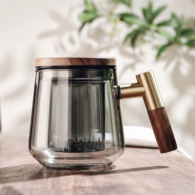 茶道杯茶水分离泡茶杯男生杯子高级感轻奢高端绿茶玻璃办公室水杯