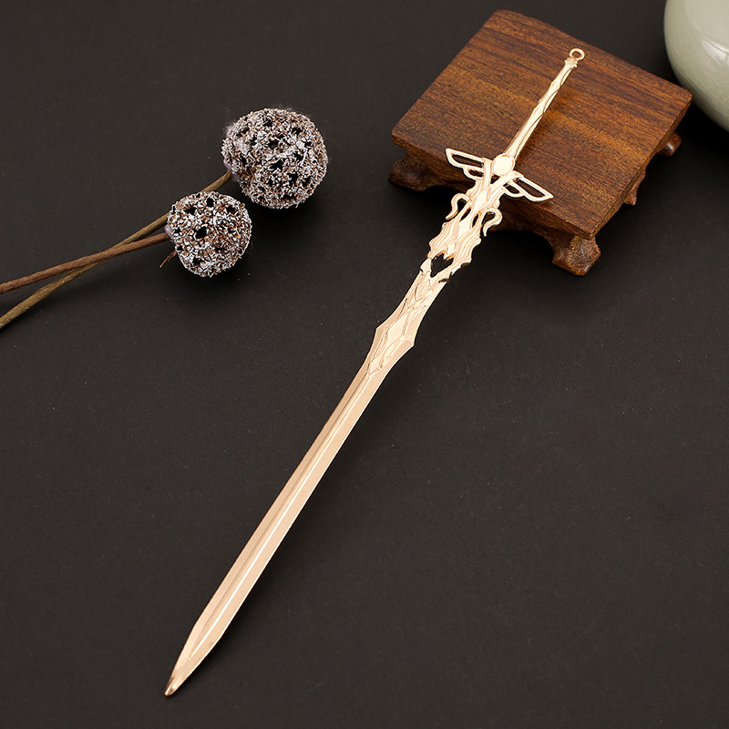 英亿饰品 合金电泳保色 diy 剑簪 宝剑发簪 古风头饰 发簪265mm