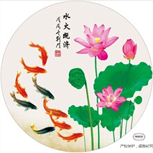 荷花鲤鱼图厨房用小卫生间玄关装饰画粘贴画荷花鲤鱼图挂画自粘画