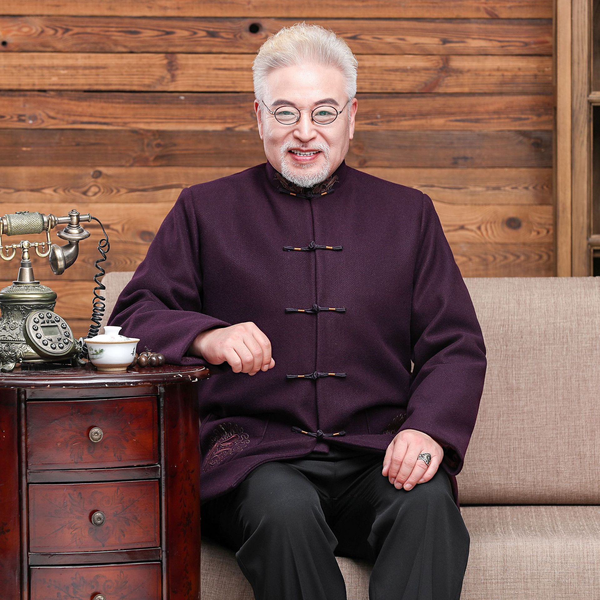 唐装男中老年秋冬外套中式礼服爷爷喜庆祝寿汉服宽松中山装中国风