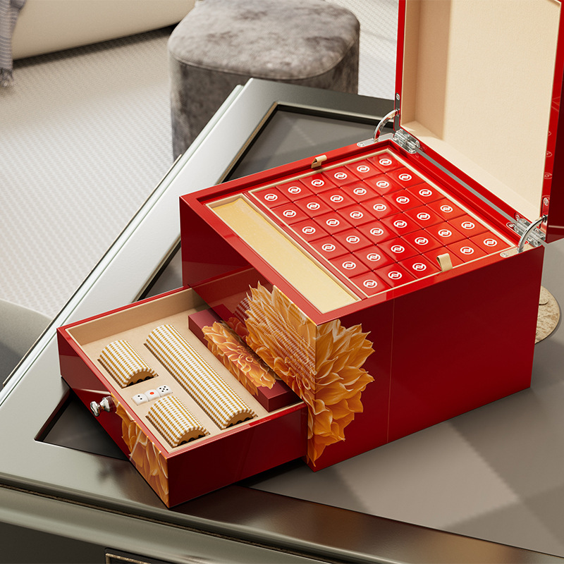 2023高档新年礼盒 新款木质品牌设计钢琴漆麻将盒 国潮春节礼品盒