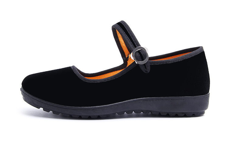 老北京黑布鞋女鞋平绒一代加厚底酒店工作鞋妈妈平底舞蹈厂家货源