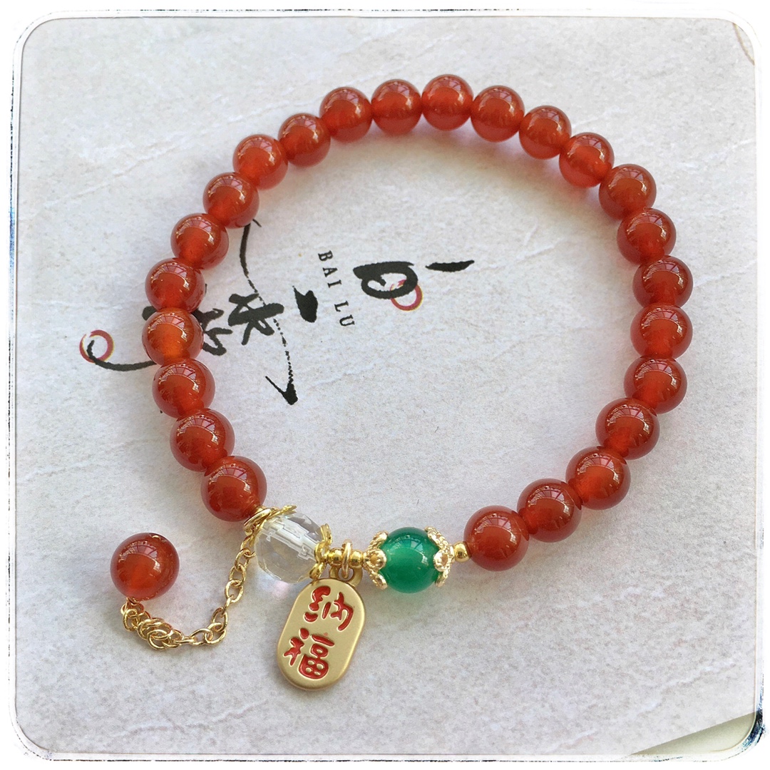 原创红玛瑙手链女款招财相思豆红豆手串闺蜜送女友生日礼物-阿里巴巴