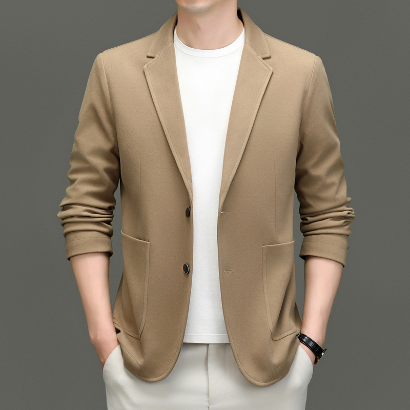 男士西装春秋新款中年时尚韩版纯色百搭单件外套两粒扣休闲西服男