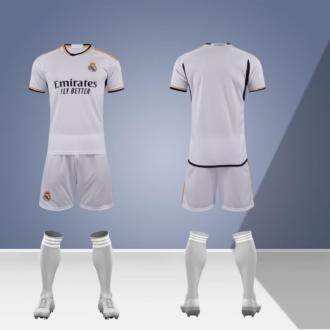 2324皇马球衣c罗足球服套装男定 制莫德里奇儿童训练队服贝林厄姆