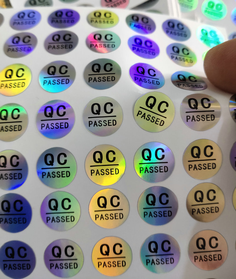 现货镭射qcpassed标签防水qc质检不干胶商标pass贴纸工号检验合格
