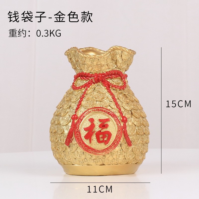 Red Lucky Bag Large Wheat Vase Creative Resin Craft Ornament Living Room Entrance Decorations Housewarming Gift