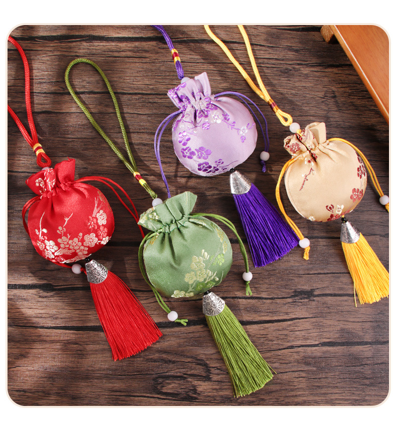 圆形随身香包香囊空袋 端午节中国风礼品汽车挂件锦囊荷包袋