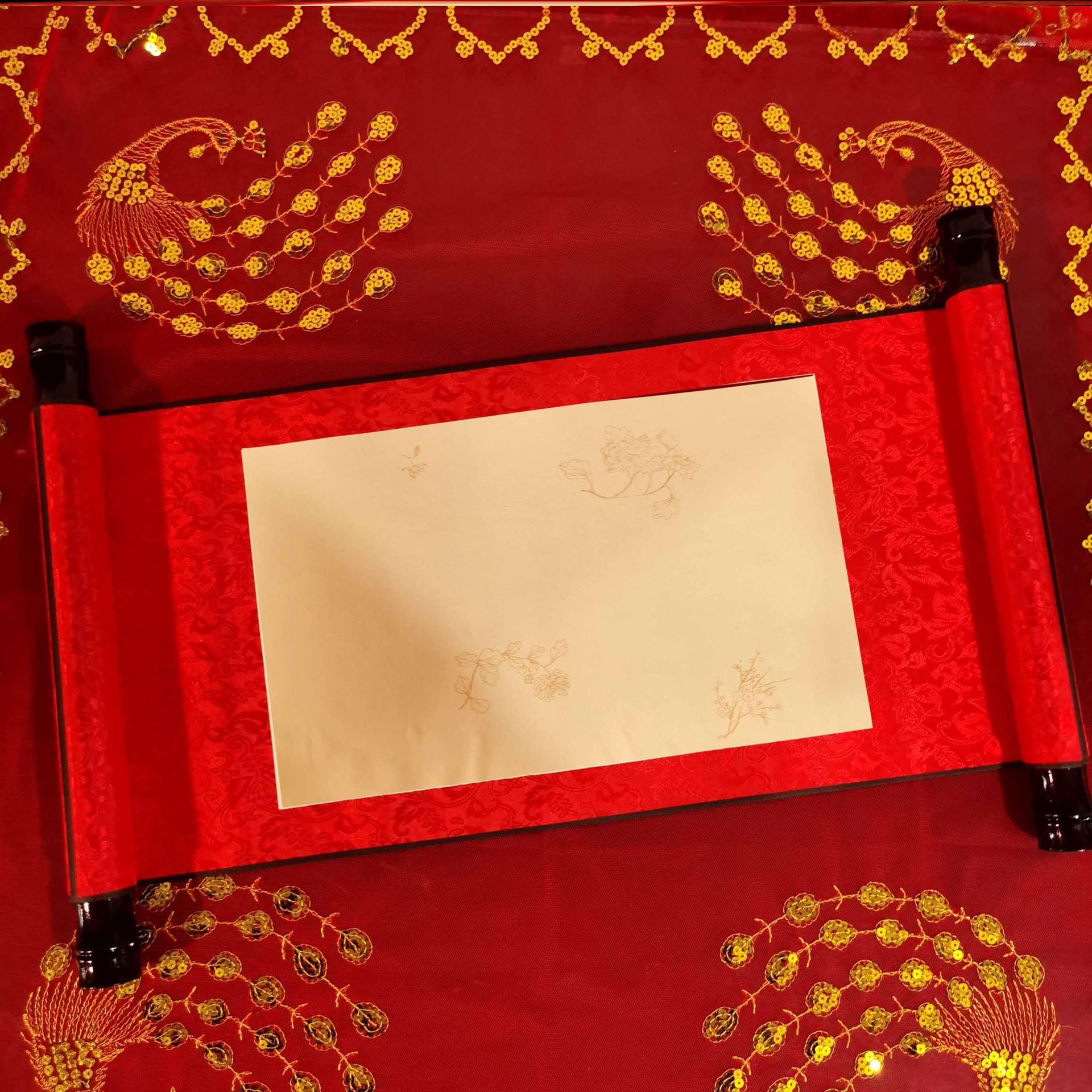 空白古风婚书diy婚书款材料定民国聘书纸相框卷轴摆台结订婚手写