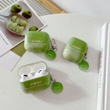 ins风抹茶绿字母适用AirPods1/2/3代耳机保护套苹果耳机Pro渐变壳