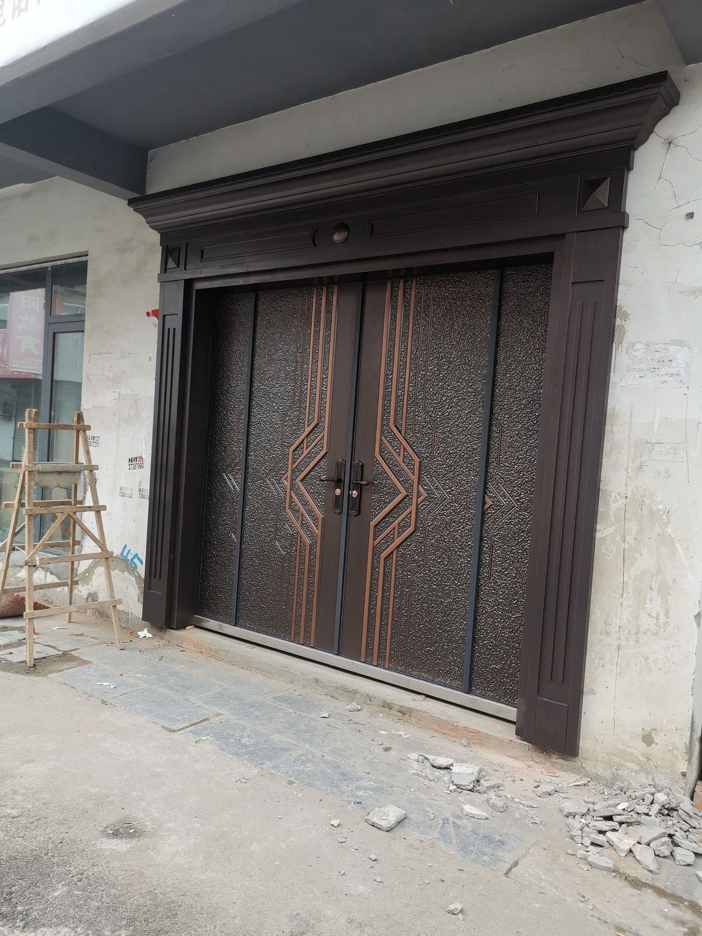 别墅自建房四开铸铝对开门子母门 城市小区入户门防盗静音安全门