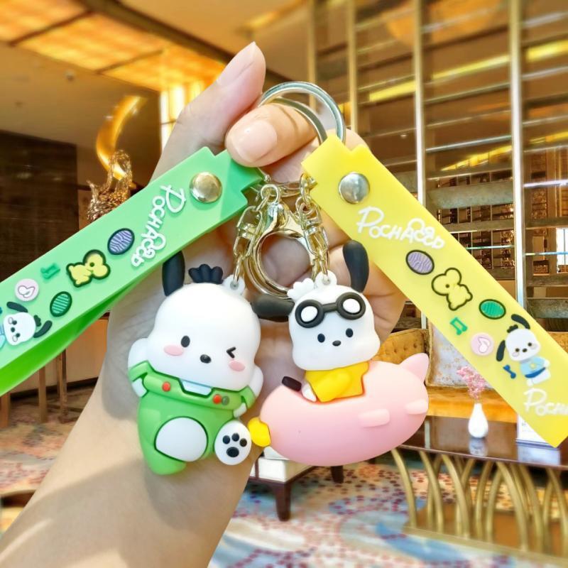 Cute Sanrio Pacha Dog Cartoon Keychain Pendant Schoolbag Car Key Chain Accessories Doll Machine Small Gift